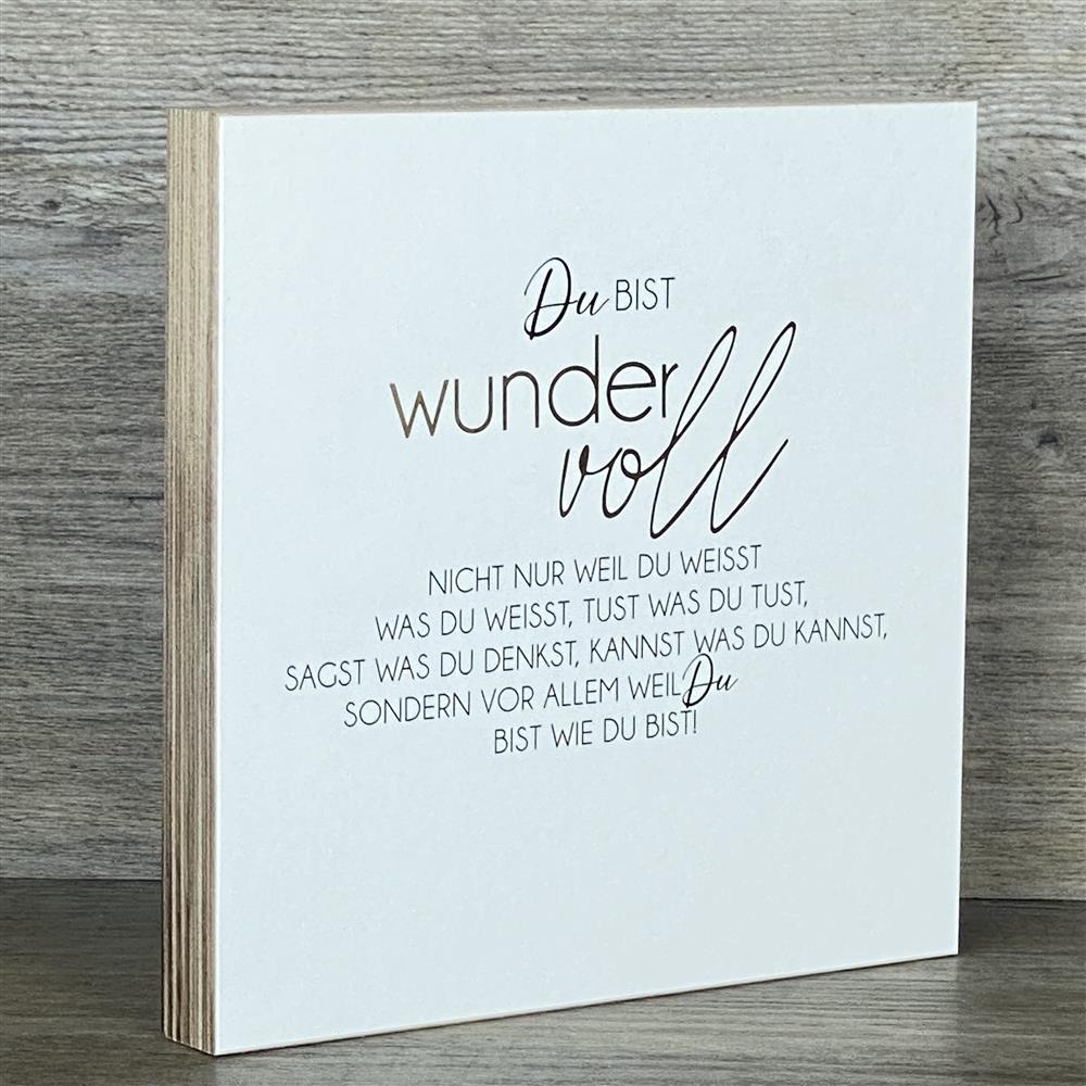 Wooden Block - Du bist wundervoll mit Goldprägung