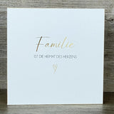 Wooden Block - Familie ist die Heimat des Herzens mit Goldprägung