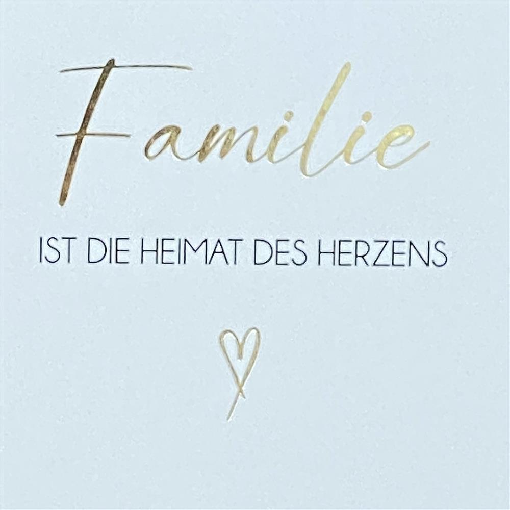 Wooden Block - Familie ist die Heimat des Herzens mit Goldprägung