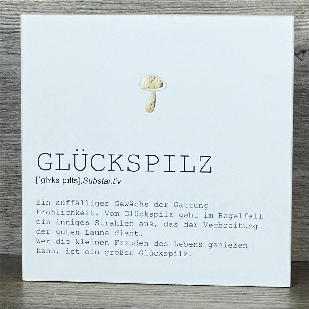 Wooden Block - Glückspilz mit Goldprägung