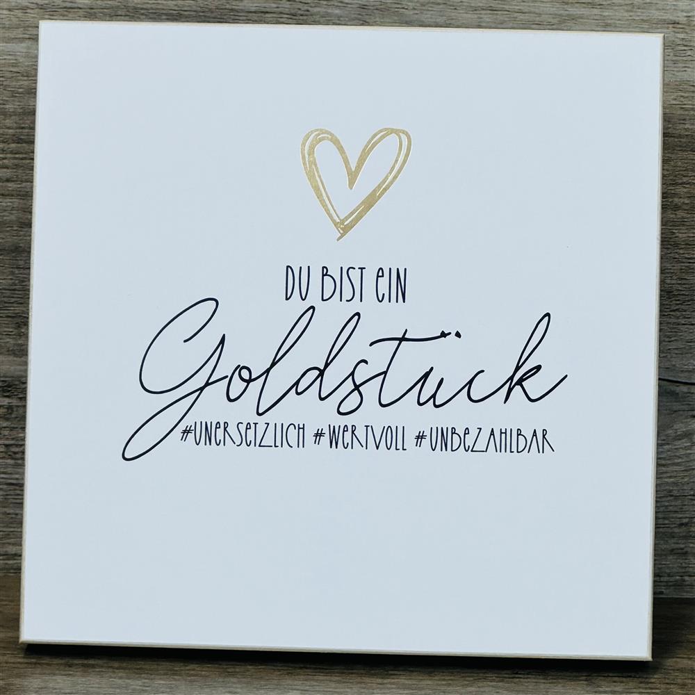 Wooden Block - Goldstück mit Goldprägung