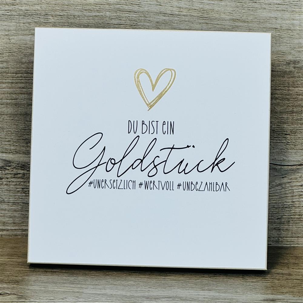 Wooden Block - Goldstück mit Goldprägung
