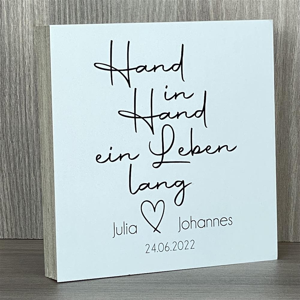 Wooden Block - Hand in Hand
