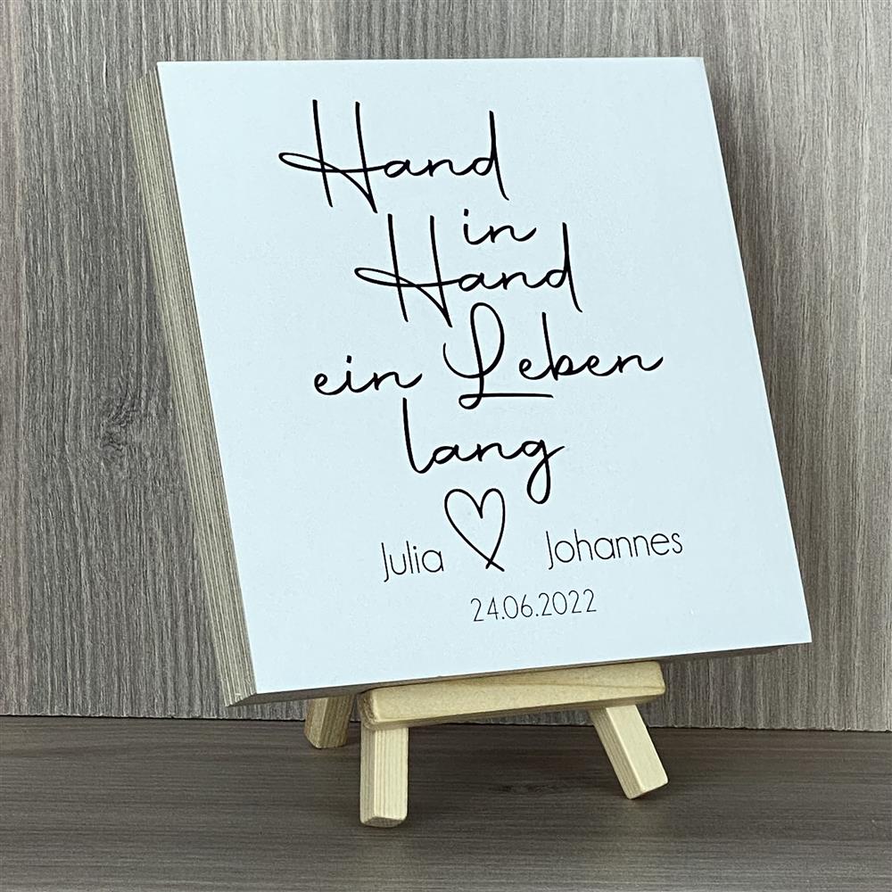 Wooden Block - Hand in Hand