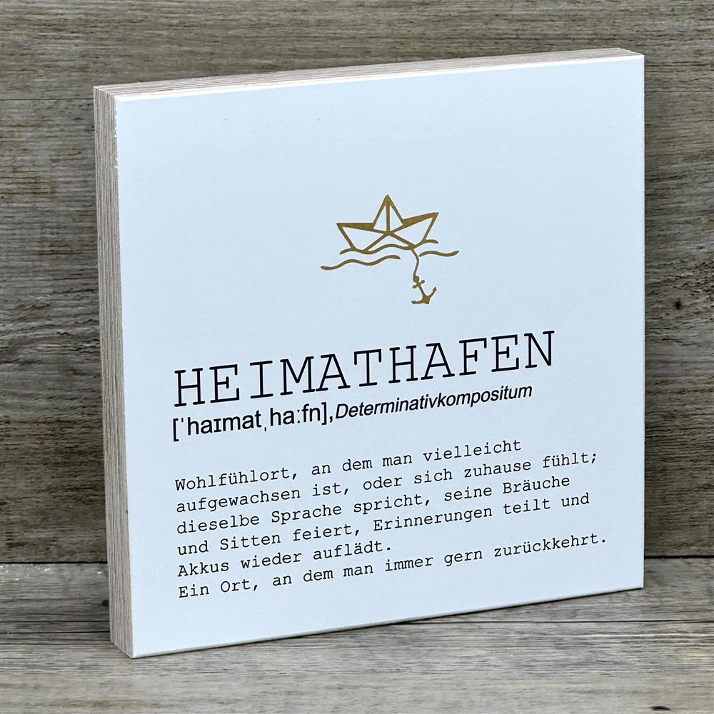 Wooden Block - Heimathafen mit Goldprägung