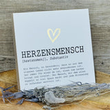 Wooden Block - Herzensmensch mit Goldprägung