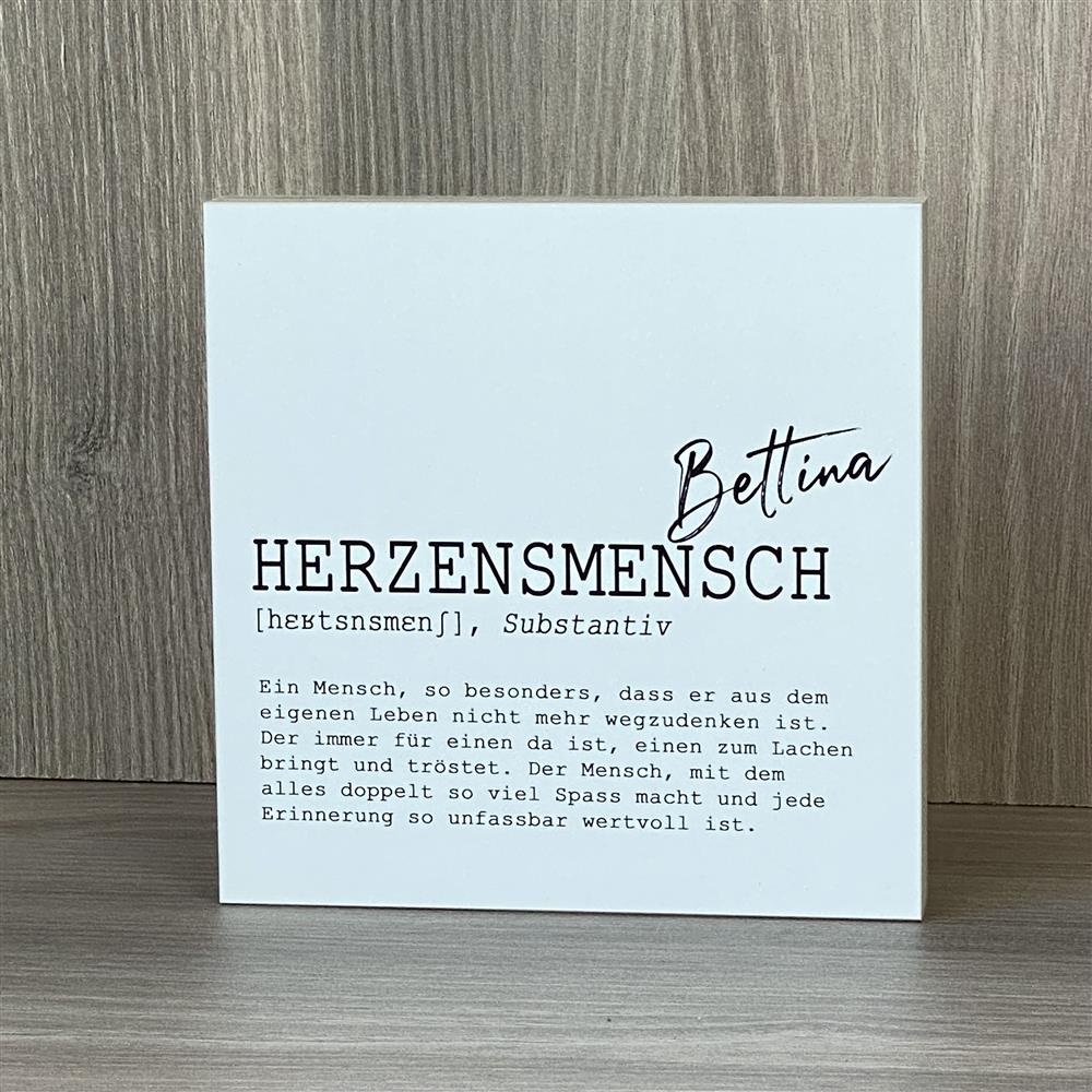 Wooden Block - Herzensmensch, personalisierbar