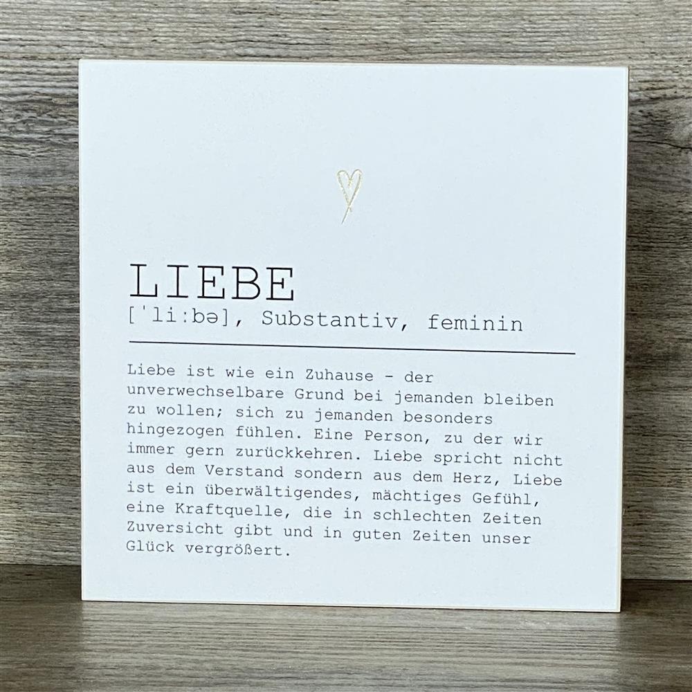 Wooden Block - Liebe mit Goldprägung