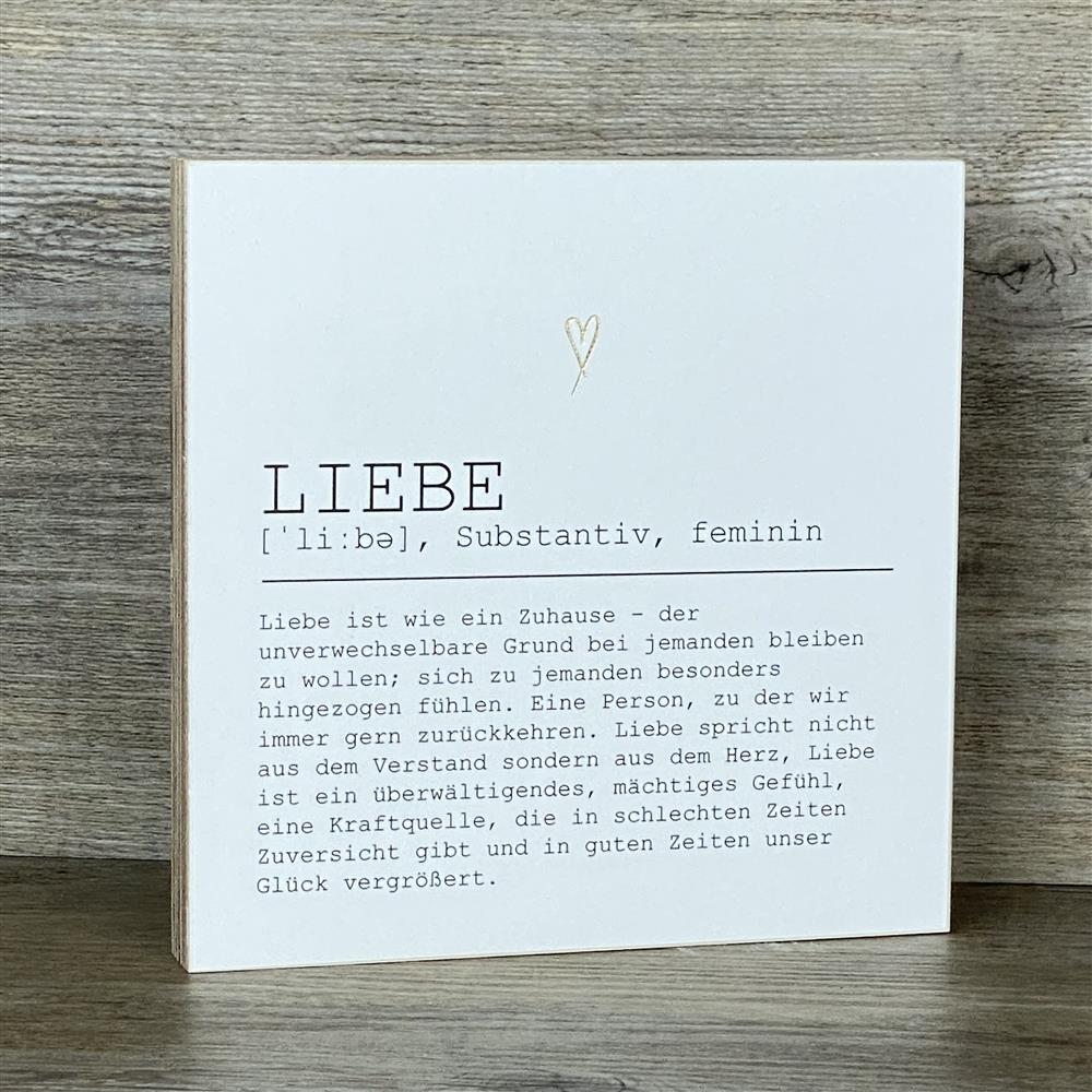 Wooden Block - Liebe mit Goldprägung