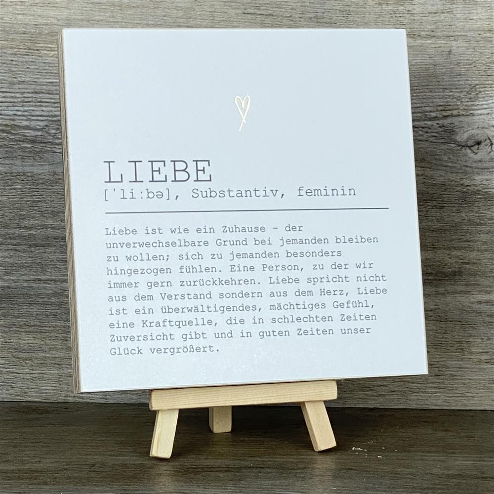 Wooden Block - Liebe mit Goldprägung