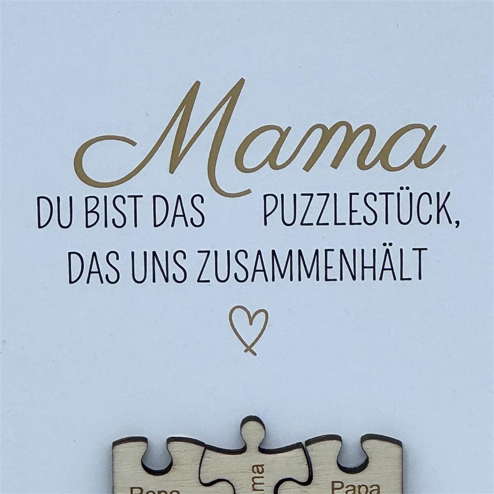 Wooden Block - Mama, du bist das Puzzlestück, personalisiert