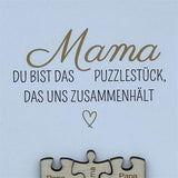 Wooden Block - Mama, du bist das Puzzlestück, personalisiert