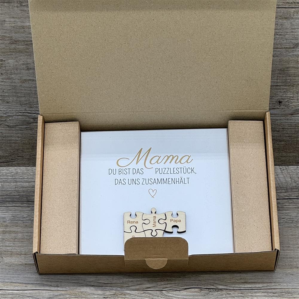 Wooden Block - Mama, du bist das Puzzlestück, personalisiert