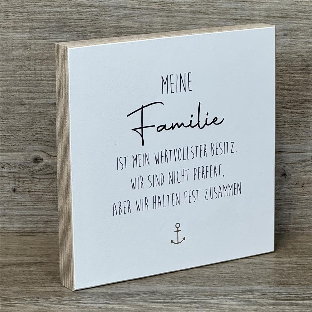 Wooden Block - Meine Familie ist mein wertvolslter Besitz mit Goldprägung