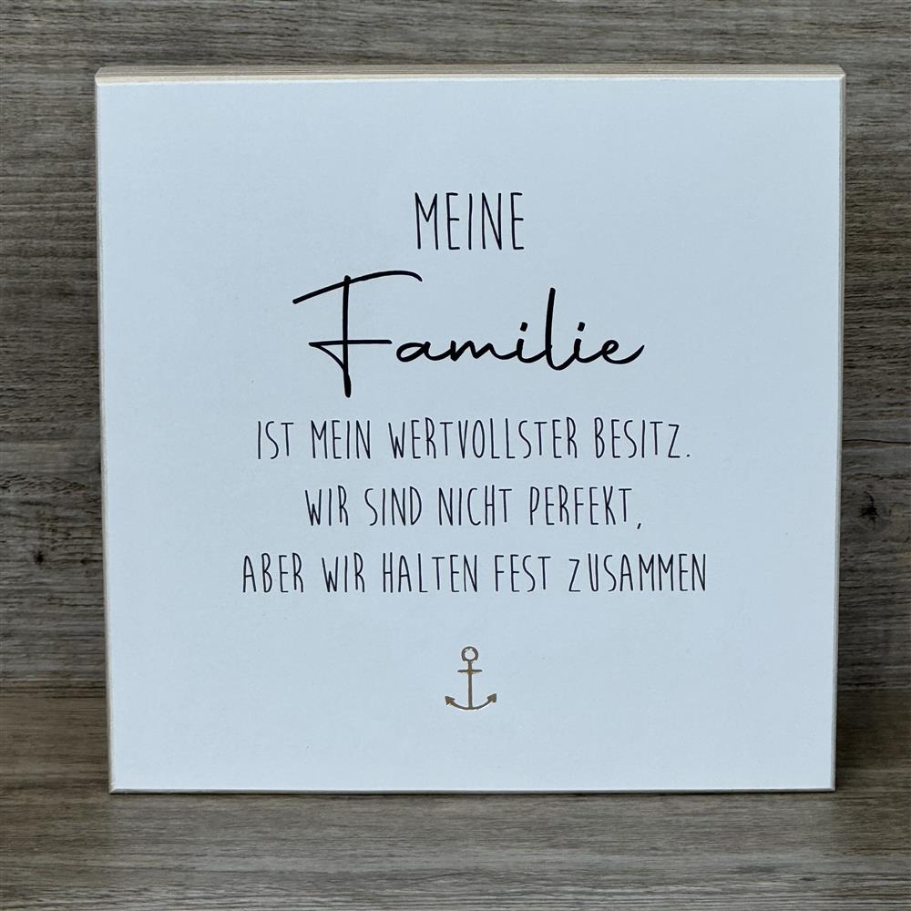 Wooden Block - Meine Familie ist mein wertvolslter Besitz mit Goldprägung
