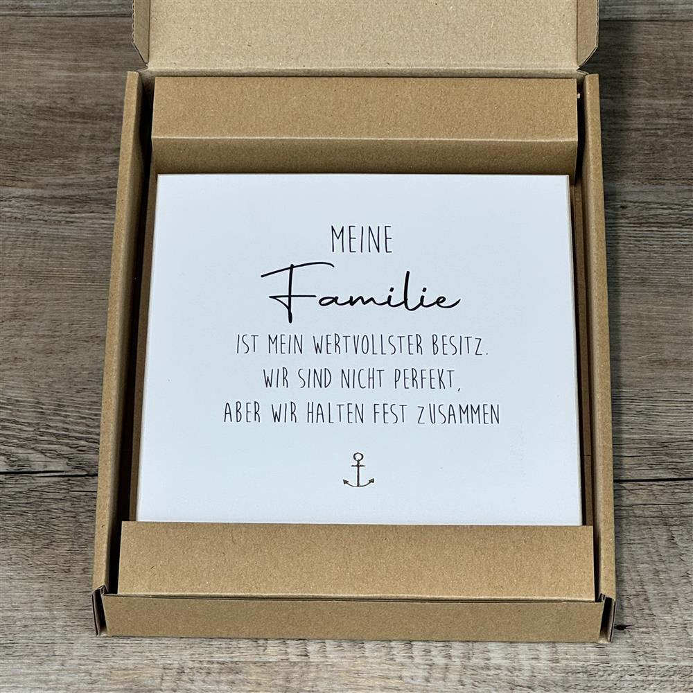Wooden Block - Meine Familie ist mein wertvolslter Besitz mit Goldprägung