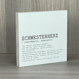 Wooden Block - Schwesterherz, personalisierbar