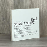 Wooden Block - Schwesterherz, personalisierbar