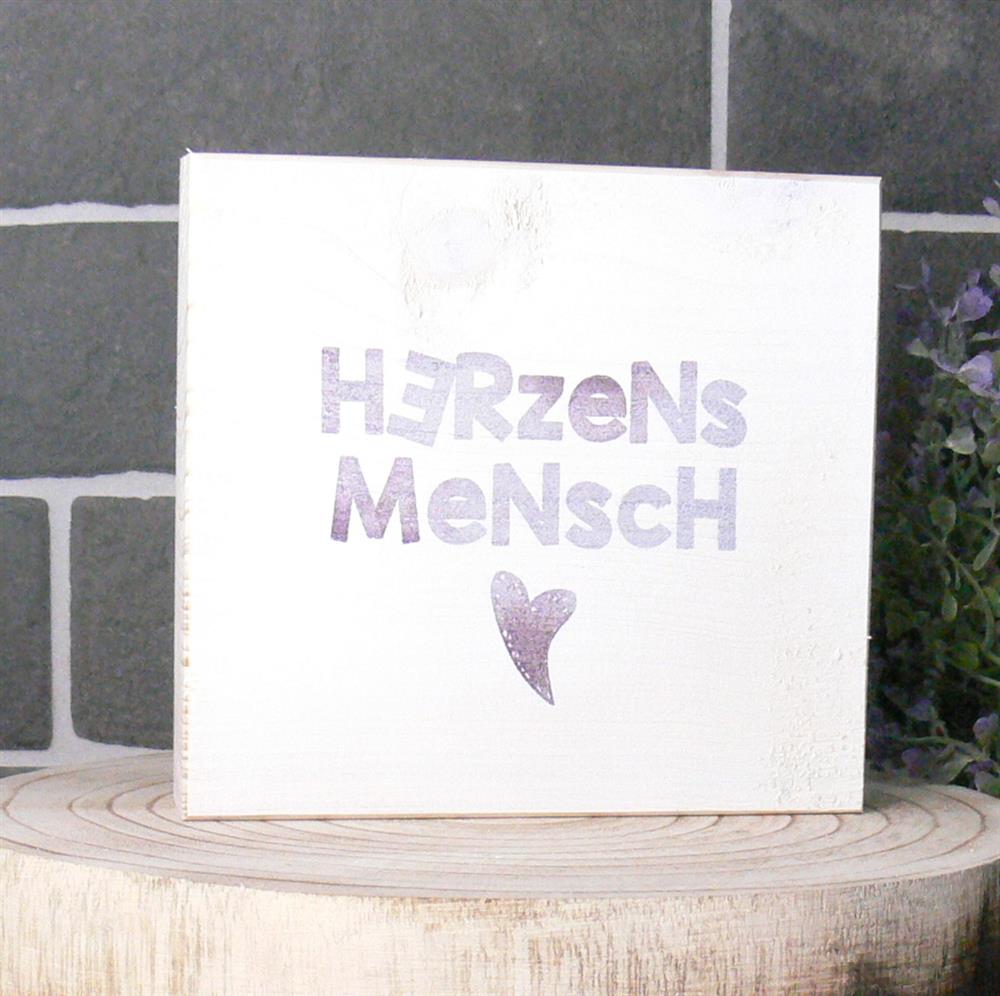 Wooden Block Shabby Herzensmensch