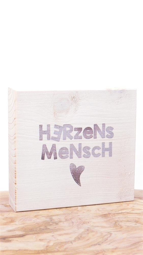 Wooden Block Shabby Herzensmensch
