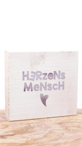 Wooden Block Shabby Herzensmensch