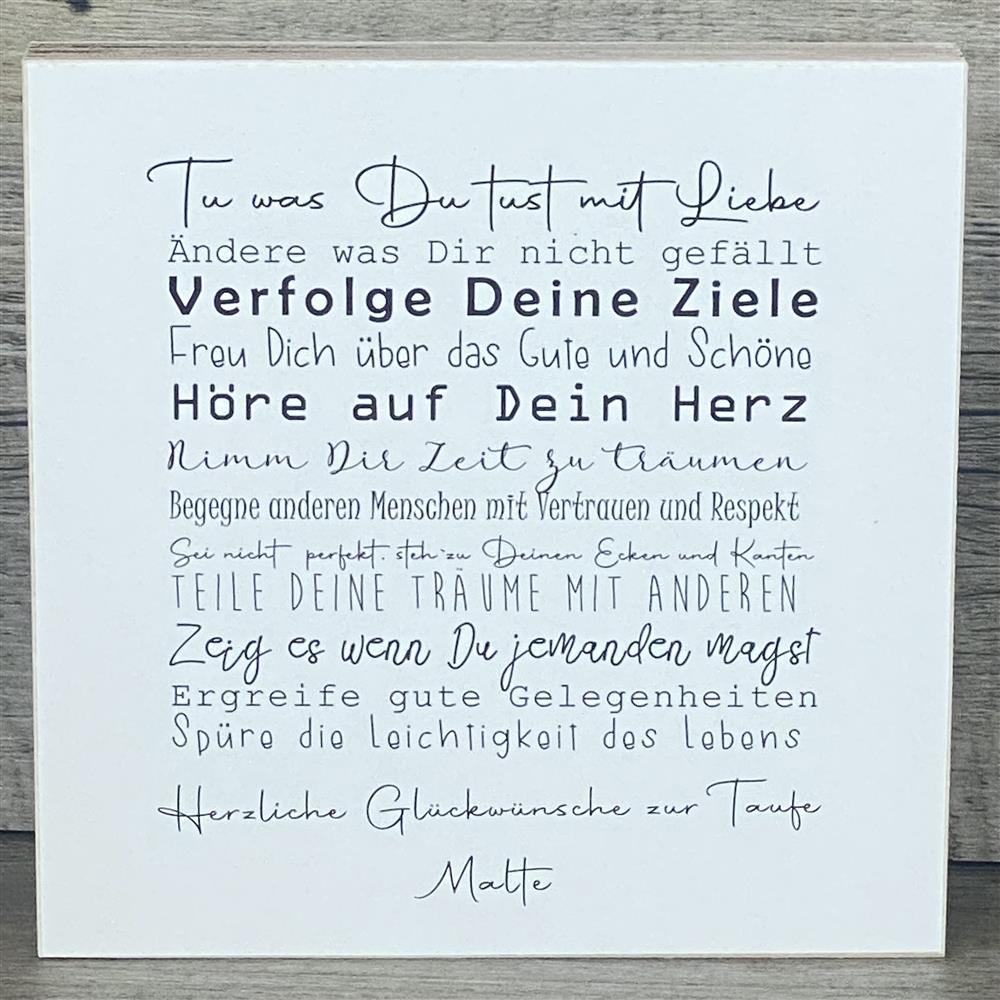 Wooden Block - Tue was Du tust, Taufe