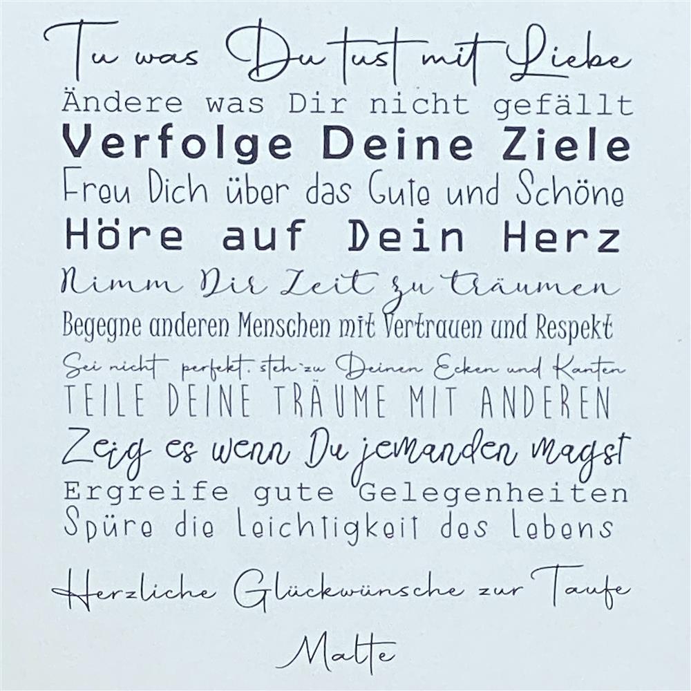 Wooden Block - Tue was Du tust, Taufe