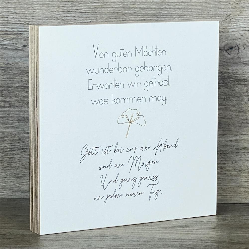 Wooden Block - Von guten Mächten mit Goldprägung