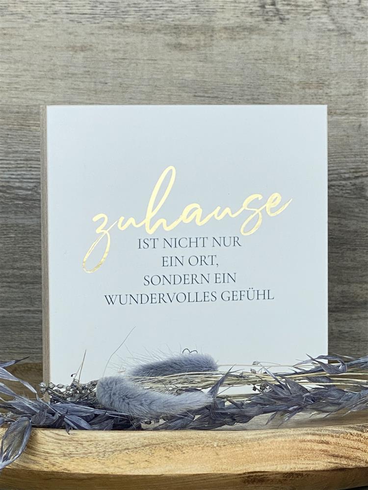 Wooden Block - Zuhause mit Goldprägung