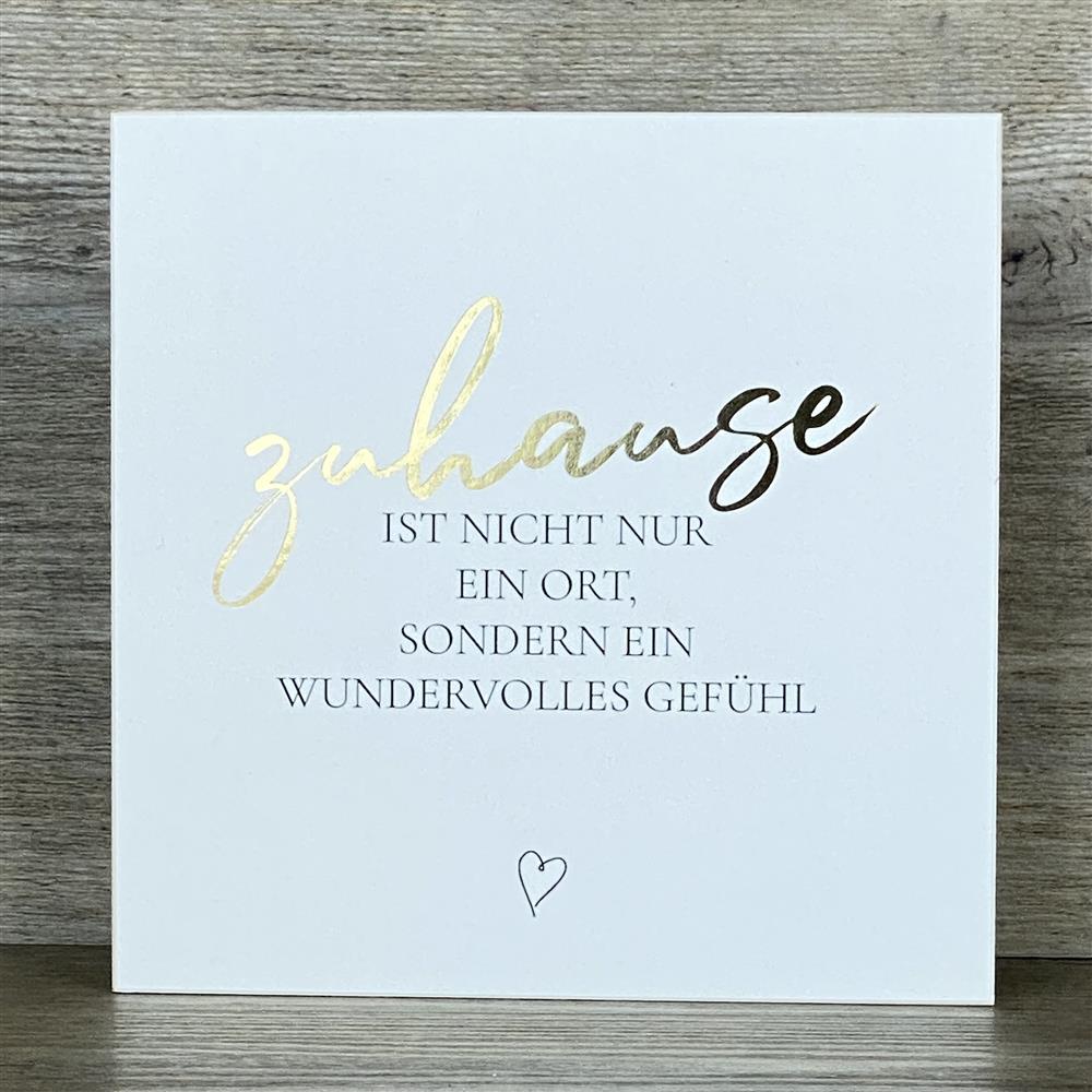 Wooden Block - Zuhause mit Goldprägung