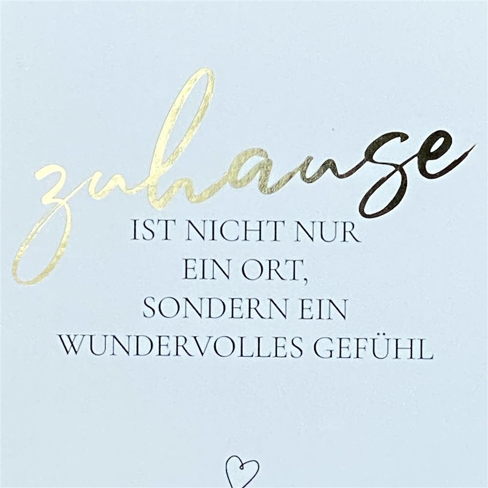 Wooden Block - Zuhause mit Goldprägung