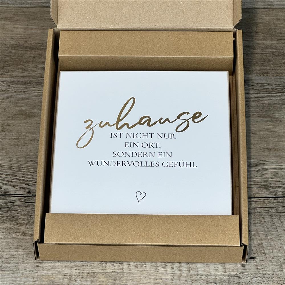 Wooden Block - Zuhause mit Goldprägung