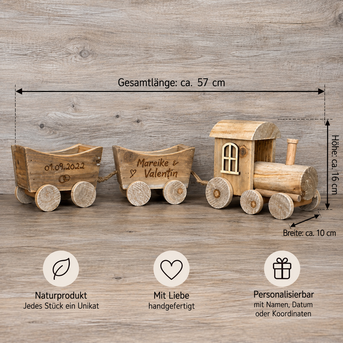 Holzzug Hochzeit aus Treibholz | personalisiert