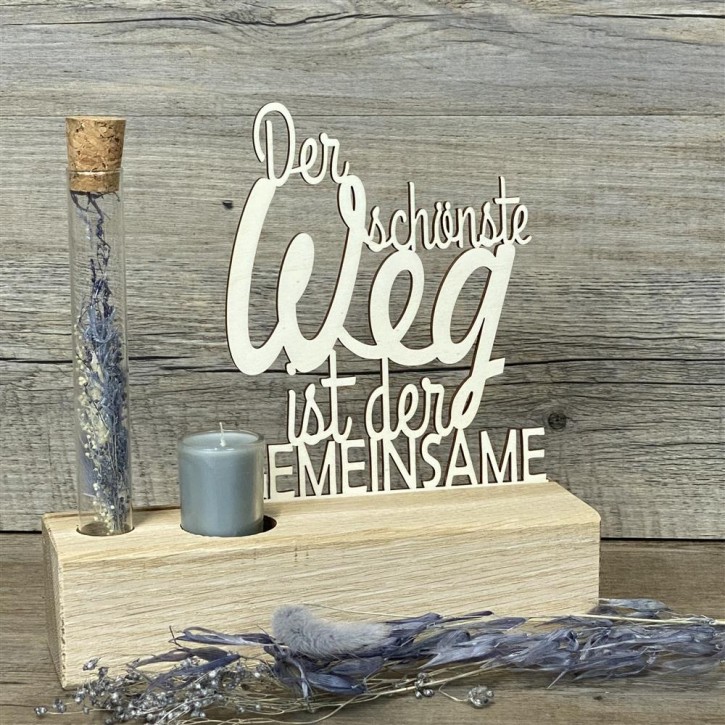 Deko Aufsteller Deluxe, Der schönste Weg ist der Gemeinsame, blau, personalisierbar