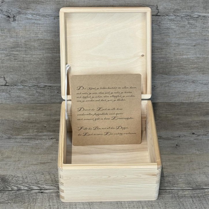 Erinnerungsbox Hochzeit, Aufdruck "Bouquet Eukalyptus", personalisiert