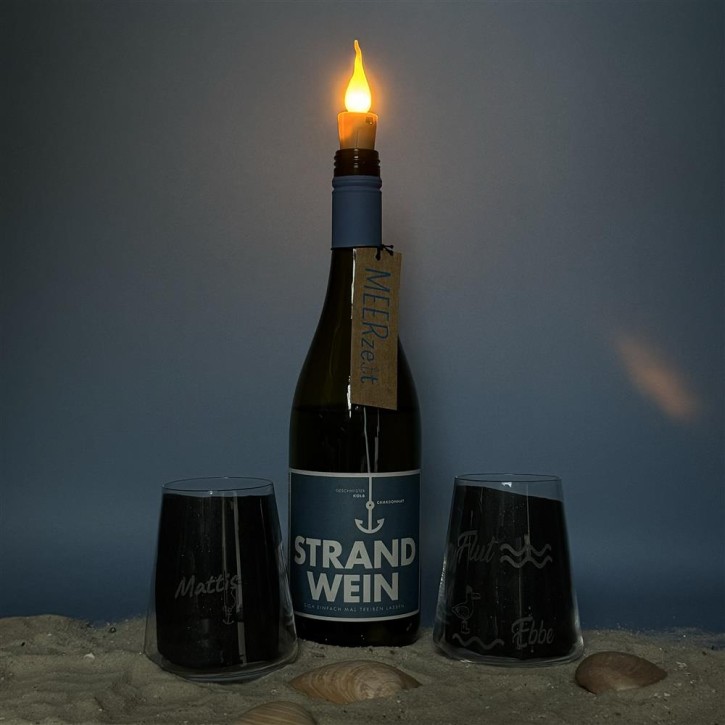 Geschenkpaket "Meerweh", groß, Strandwein inkl. LED Kerzenlicht