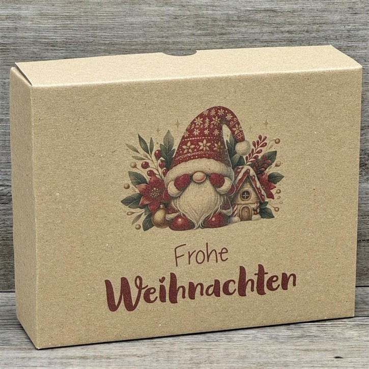 Geschenkverpackung 19x15x5cm, Weihnachtsgnom, rot, 5 Stück