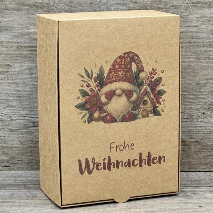 Geschenkverpackung 20x14,5x8cm, Weihnachtsgnom, rot, 5 Stück