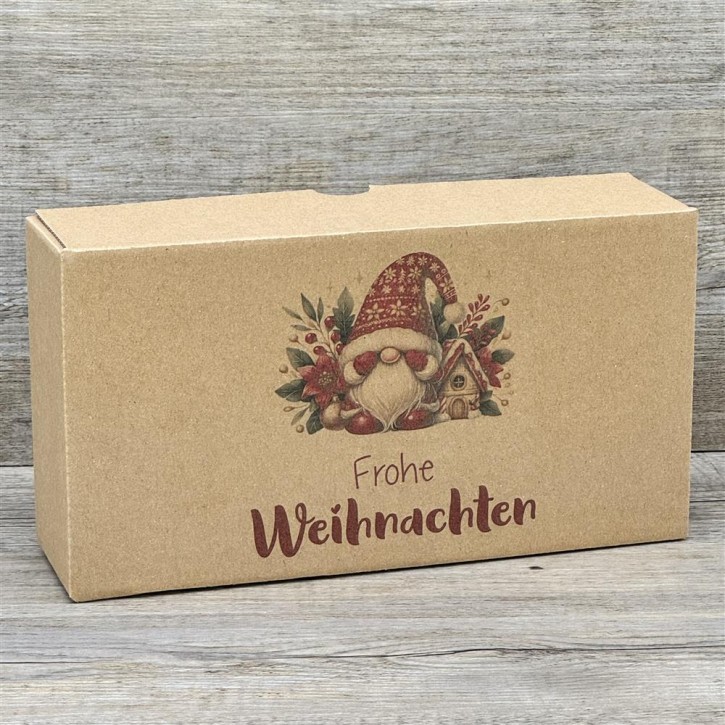 Geschenkverpackung 21x11x6cm, Weihnachtsgnom, rot, 5 Stück