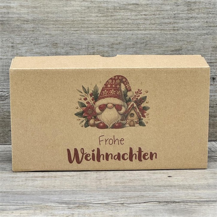 Geschenkverpackung 21x11x6cm, Weihnachtsgnom, rot, 5 Stück