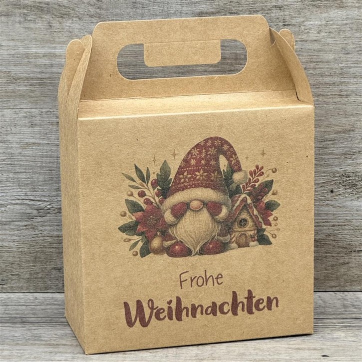 Giebelverpackung klein Weihnachtsgnom, rot, 5 Stück