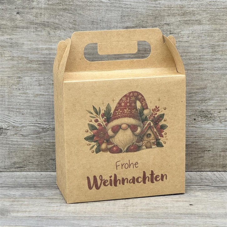 Giebelverpackung klein Weihnachtsgnom, rot, 5 Stück