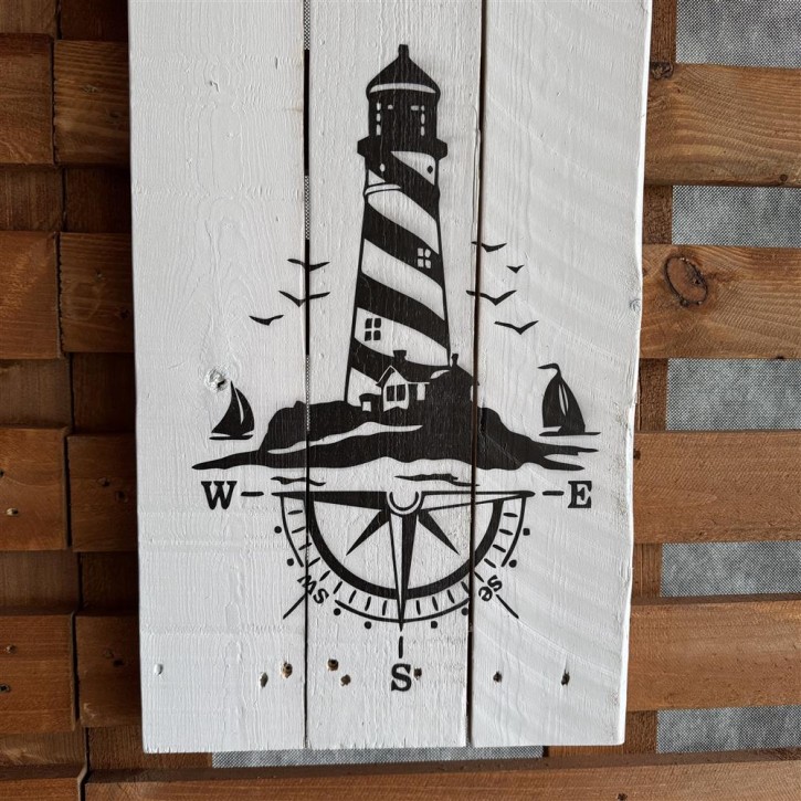 Holzschild Moin geht immer - Leuchtturm