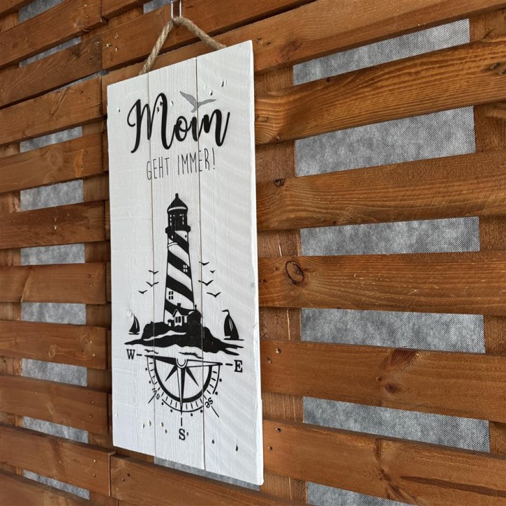Holzschild Moin geht immer - Leuchtturm