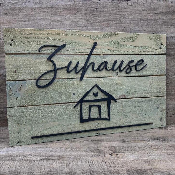 Holzschild Zuhause - Haus