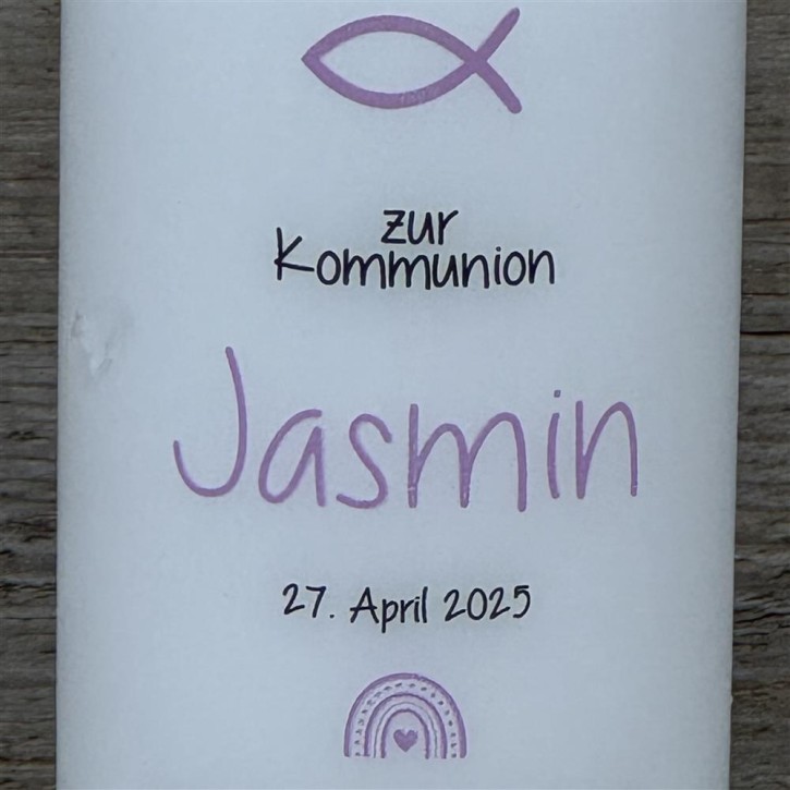 Kerze, Kommunion - Fisch, personalisiert