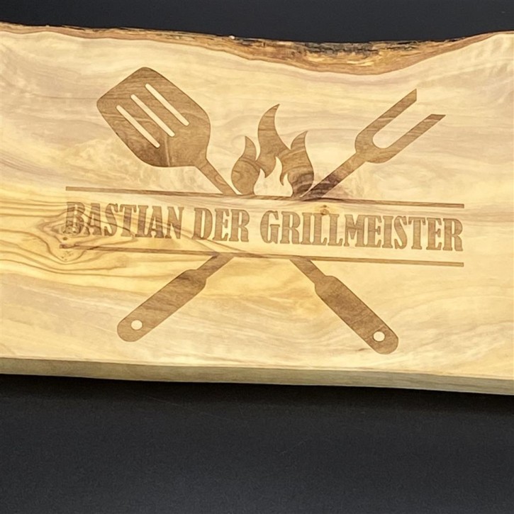 Schneidebrett Olivenholz Naturschnitt 40-44 cm Grilmmeister