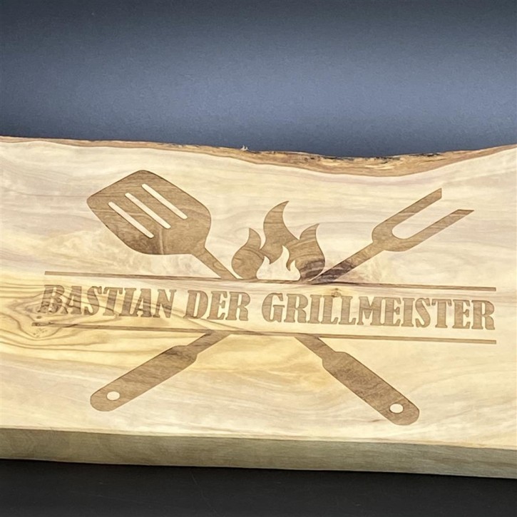 Schneidebrett Olivenholz Naturschnitt 40-44 cm Grilmmeister