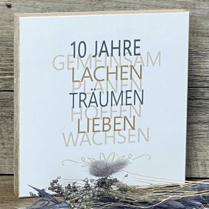 Wooden Block - 10 Jahre Gemeinsam, personalisierbar