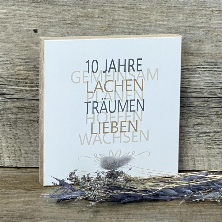 Wooden Block - 10 Jahre Gemeinsam, personalisierbar